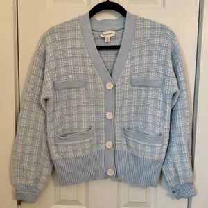 Free Assembly Light Blue Plaid Cardigan 100% cotton